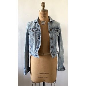 AE Cropped Denim Jacket Distressed